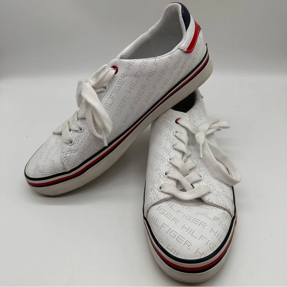 Tommy Hilfiger Falconer Perforated Leather Logo Sneakers 8.5